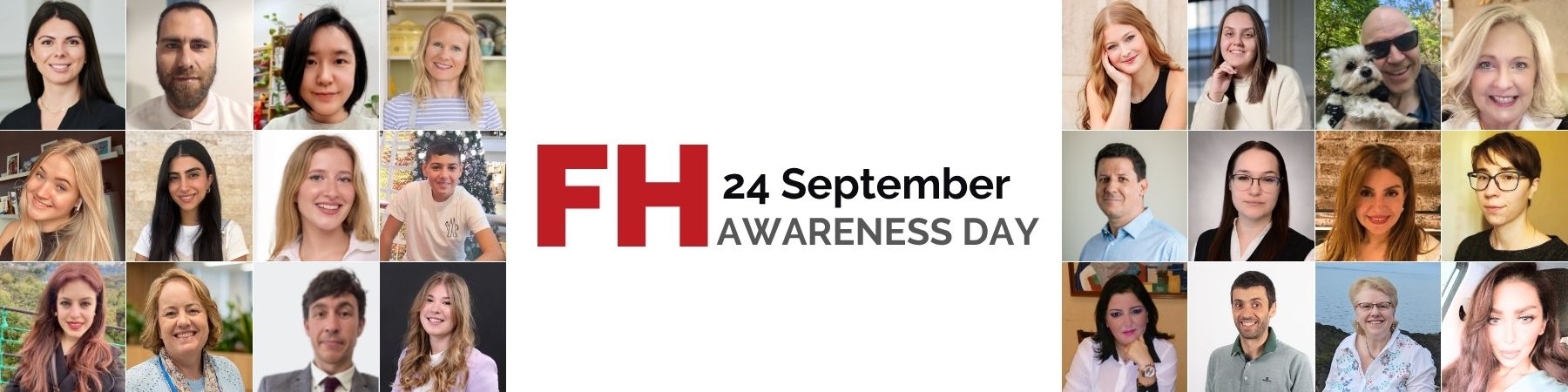 FH Awareness Day logo in the middle and a collage of various people on the left and right of the logo