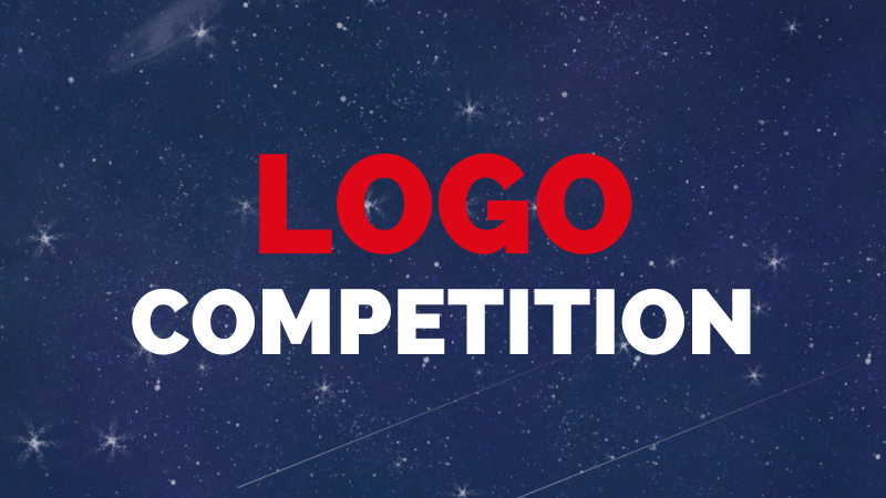 A red text LOGO and white text COMPETITION on a blue galactic background