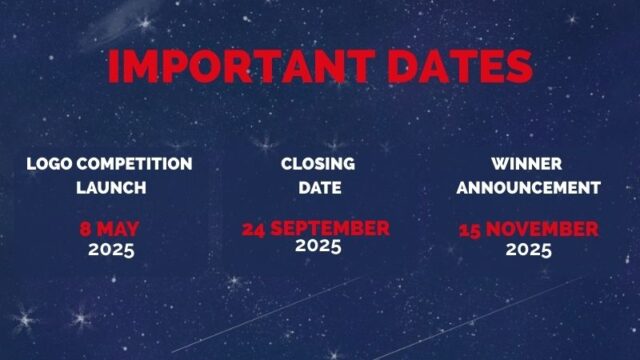 Important HoFH logo competition dates - text on blue galactic background